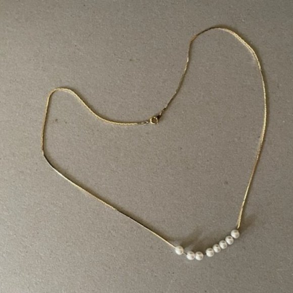 Beautiful Free-Floating Pearls on an 80"s Gold Electroplated 24" Chain, Classic - Picture 2 of 5